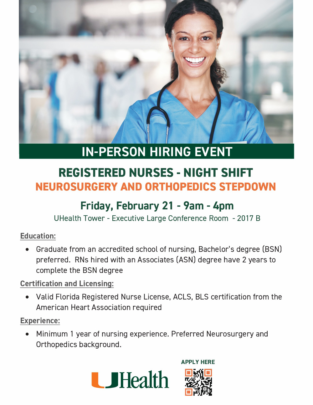 RN hiring event - neuro ortho